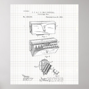 Poster Patente da caixa do cartucho Ammo Vintage 1881