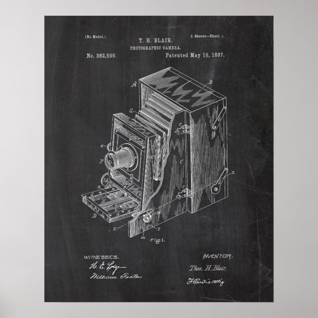 Poster Patente da câmera retrô (Frente)