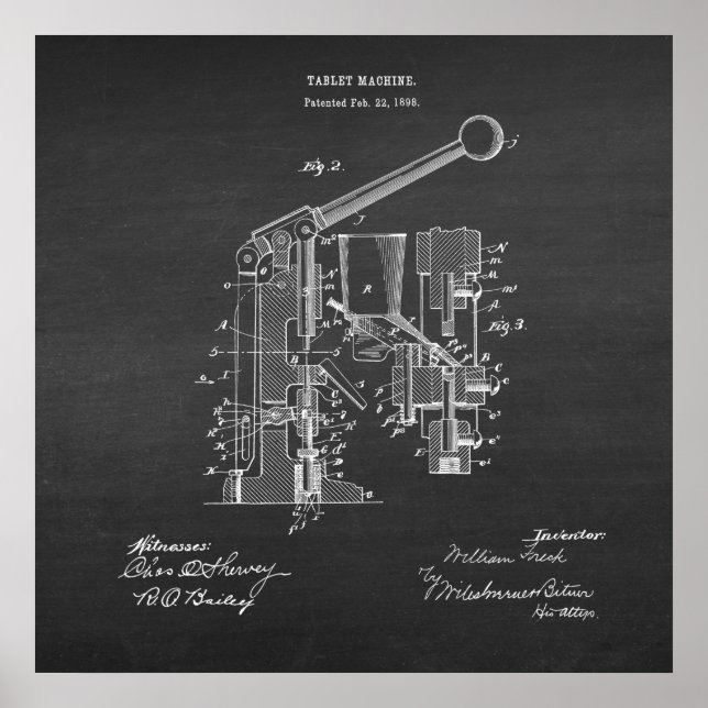 Poster Patente da Máquina de Comprimidos Pharmacy Impress (Frente)