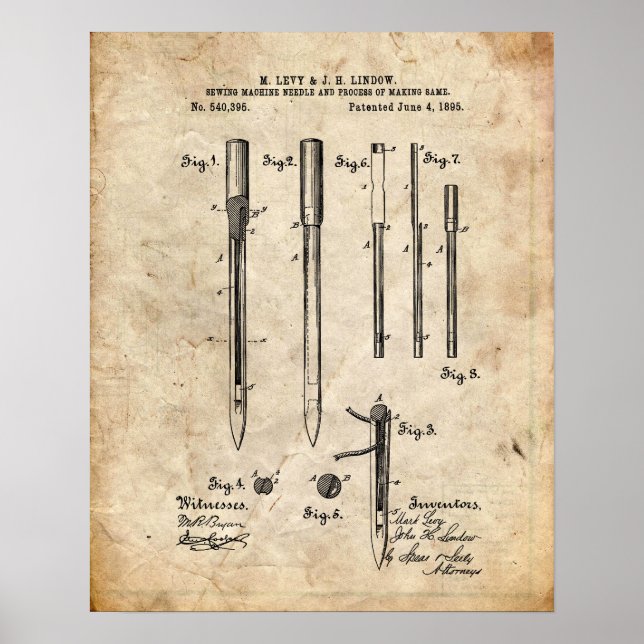 Poster Patente da máquina de costura (Frente)