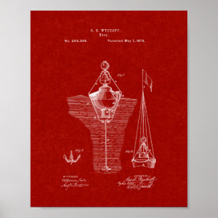 Poster Patente das bóias - vermelho de Borgonha