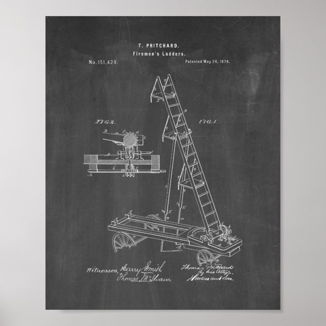 Poster Patente das escadas de bombeiros - Quadro (Frente)