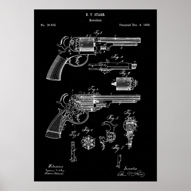 Poster Patente de Arma Revolver (Frente)