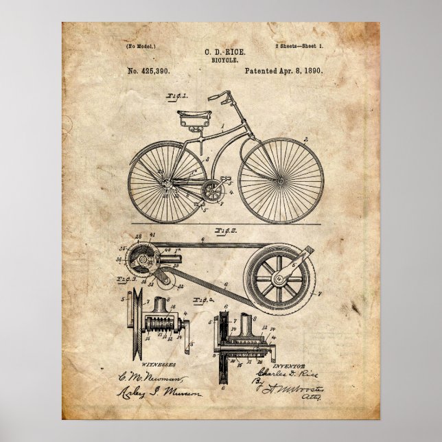 Poster Patente de Bicicleta (Frente)