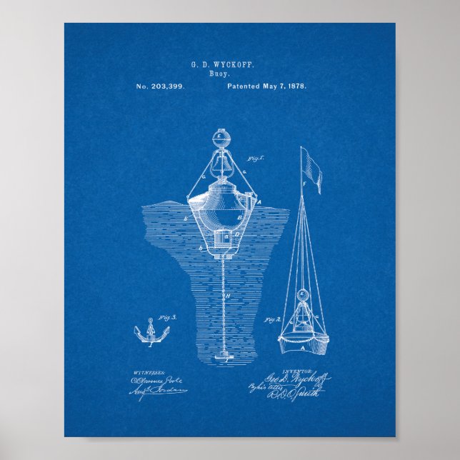 Póster Patente de Boias - Blueprint (Frente)