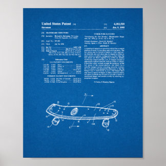 Poster Patente de estrutura do skate - Blueprint