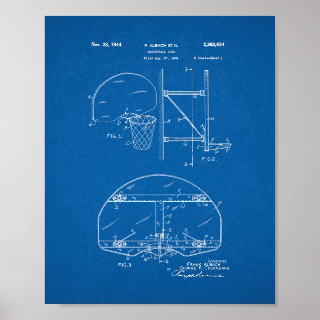 Poster Patente de meta de basquete - Blueprint (Frente)
