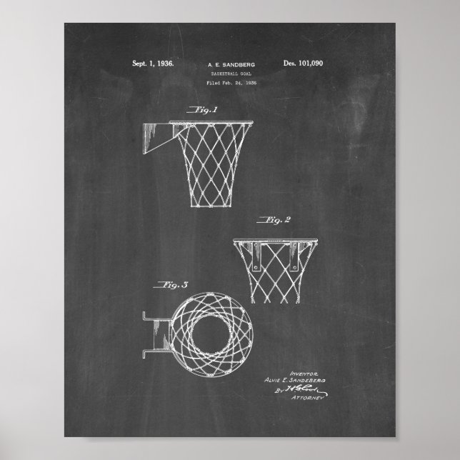 Póster Patente de Meta de Basquete - Quadro (Frente)
