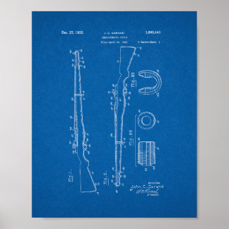 Póster Patente de Rifle Semiautomática - Blueprint