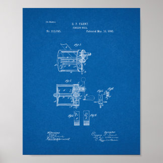 Póster Patente de rolo de pesca - Blueprint