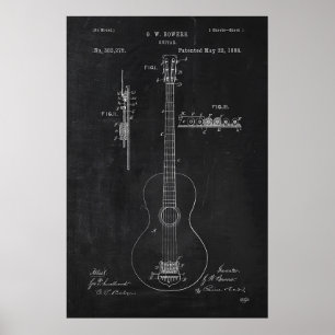 Póster Patente de Violão de Quadro Chalkboard