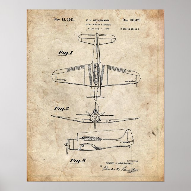 Poster Patente do avião de escuteiro (Frente)