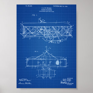 Póster Patente do avião dos irmãos de Wright - modelo