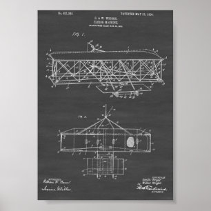 Poster Patente do avião dos irmãos de Wright - quadro