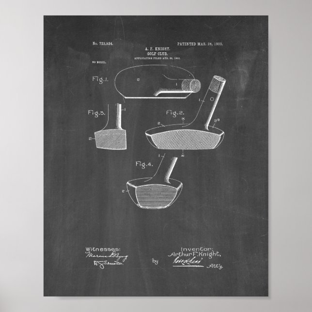 Póster Patente do clube de golfe - Quadro (Frente)