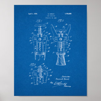 Poster Patente do Extrator de Cork - Blueprint