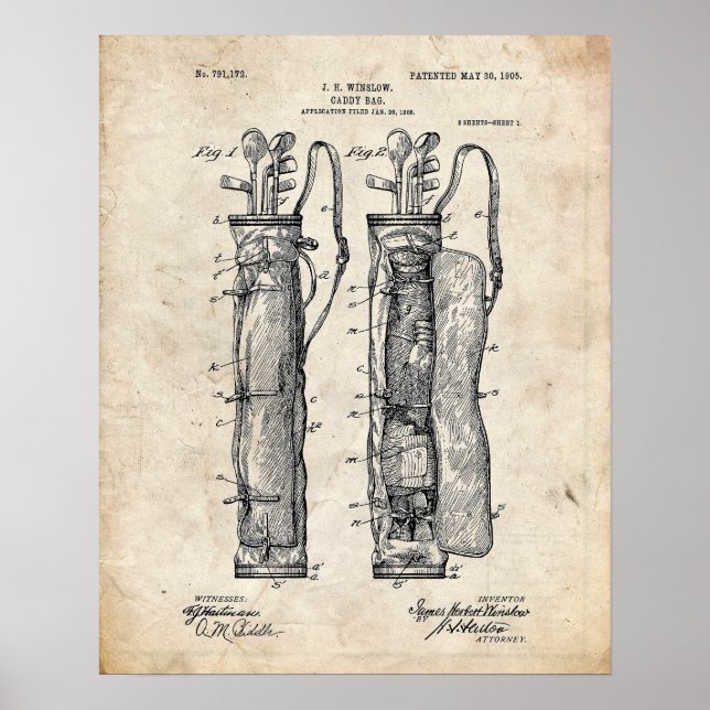 Poster Patente do Golf Caddy Bag (Frente)