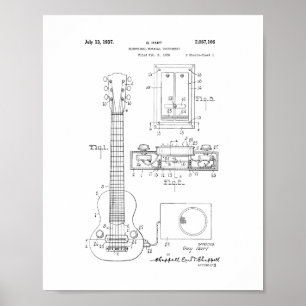 Póster Patente do recolhimento da guitarra elétrica do