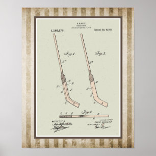 Poster Patente do Vintage Hockey Stick