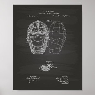 Póster Patente dos coletores 1883 do basebol da máscara