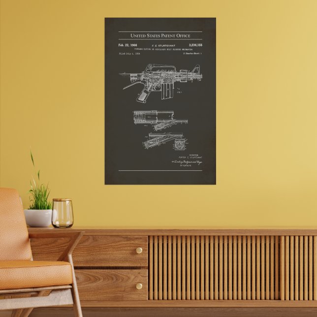 Poster Patente dos EUA - Cartaz da Espingarda Automática  (Sala de Estar 2)