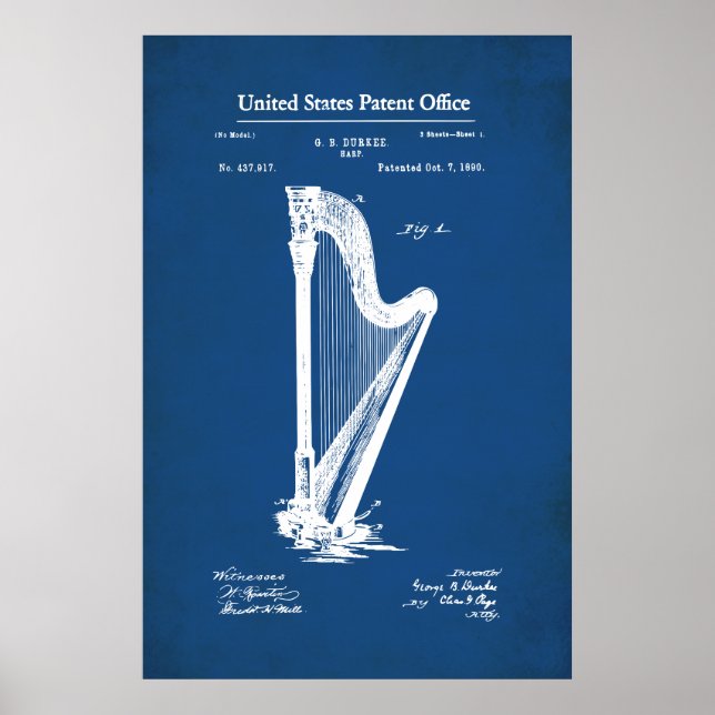 Poster Patente dos EUA - Harp (Frente)