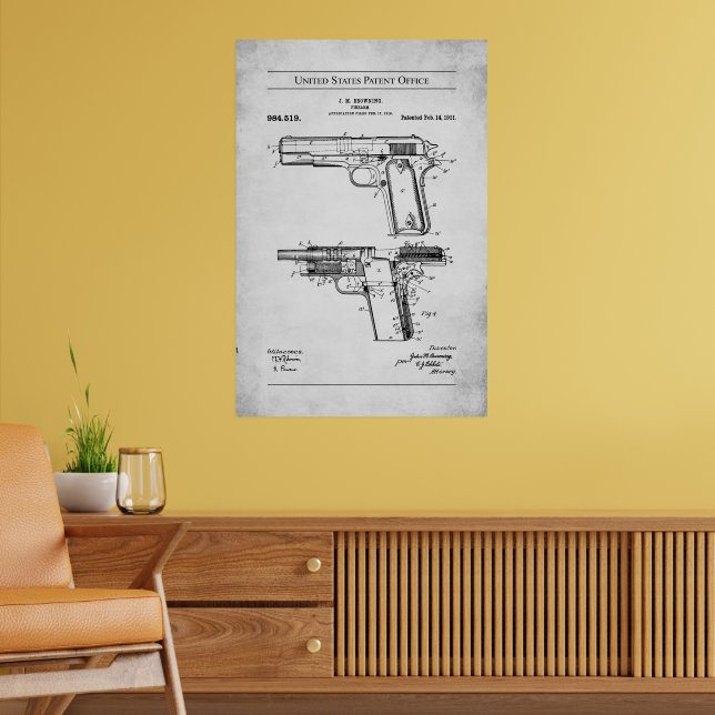 Poster Patente dos EUA - Procurando M1911 (Sala de Estar 2)