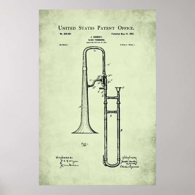 Poster Patente dos EUA - Trombone (Frente)
