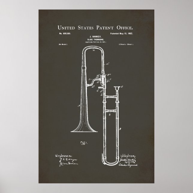 Poster Patente dos EUA - Trombone (Frente)