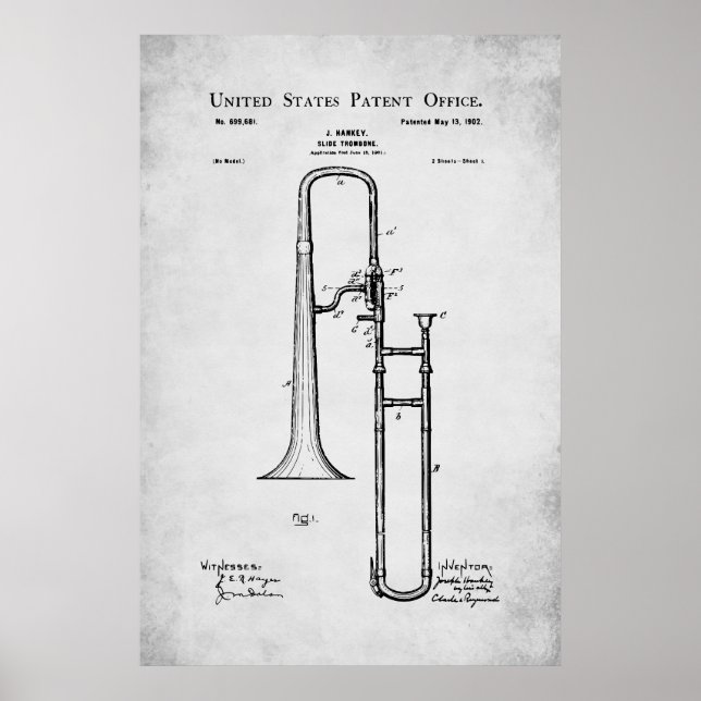 Poster Patente dos EUA - Trombone (Frente)