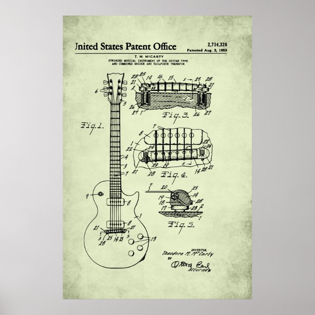 Poster Patente dos EUA - Violão acústico (Frente)