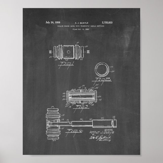 Póster Patente Gavel do Juiz - Chalkboard (Frente)