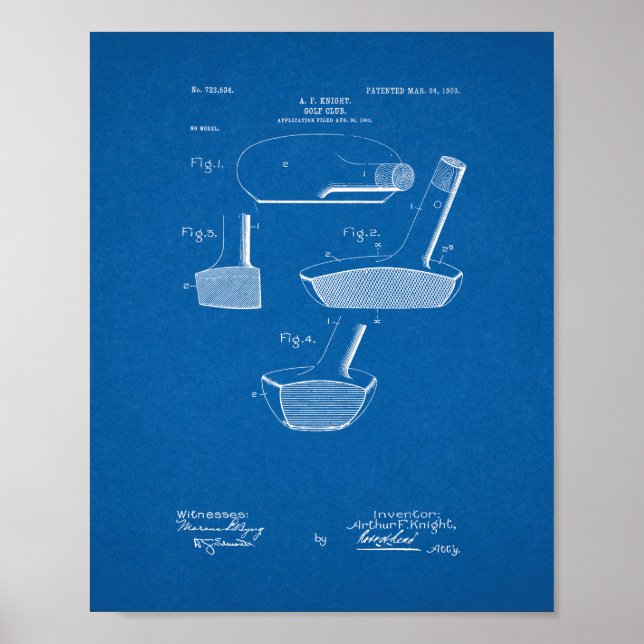 Poster Patente Golf-Club - Blueprint (Frente)