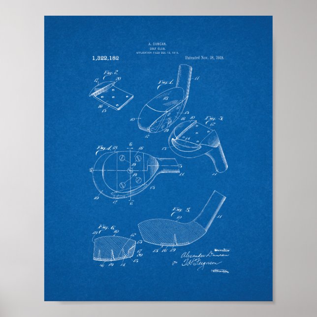 Poster Patente Golf-Club - Blueprint (Frente)