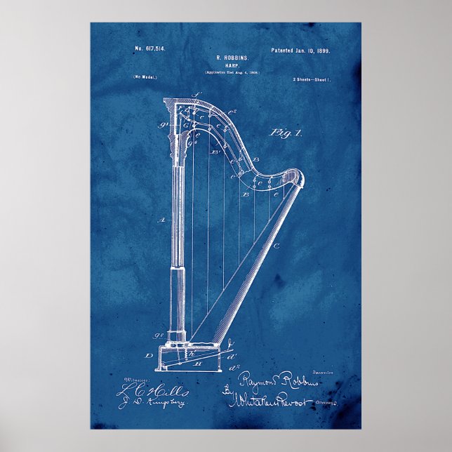 Poster Patente Harp de Blueprint (Frente)