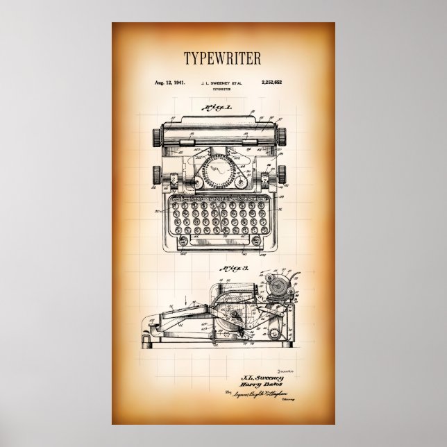 Póster PATENTE para TYPEWRITER 1941 (Frente)