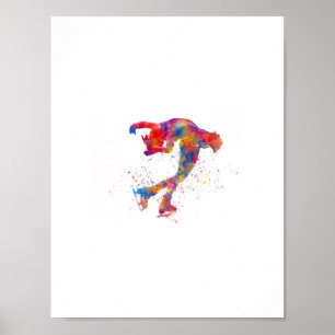Poster Patinação no gelo aquarela