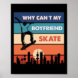 Poster Patinador da Cidade do Pôr do Sol Retro