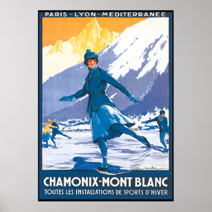 Póster Patinagem de Chamonix Mont Blanc
