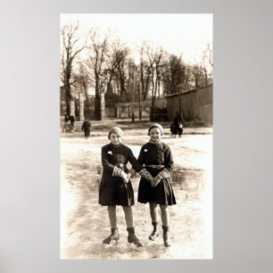Póster Patinagem no gelo de 1925 namoradas