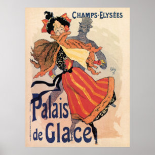 Póster Patinagem no gelo do Champs Elysées de Paris do