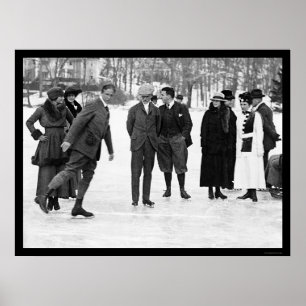 Póster Patinagem no gelo no parque do smoking, NY 1920