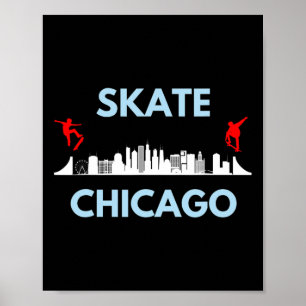 Poster Patinar Chicago Il Fãs de Skate Chicago Skylin