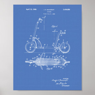Póster Patinete 1948 Patent Art Blueprint