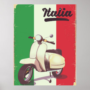 Poster Patinete de Viagens vintage Italia