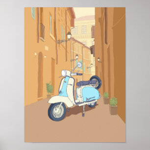Póster Patinete estacionado na rua italiana