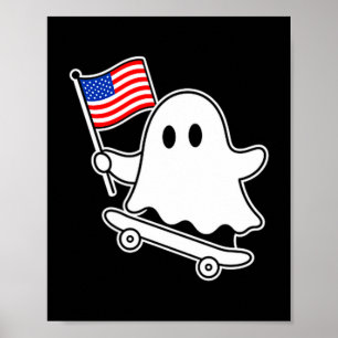 Poster Patinete fantasma bandeira dos EUA fofo 4 de julho