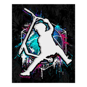 Póster Patinete Retroativo - Stuntscooter - Kick Stunt Pa