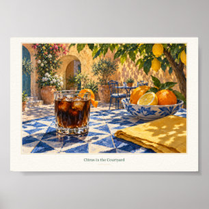 Poster Pátio de Citrinos Café Mediterrâneo Arte