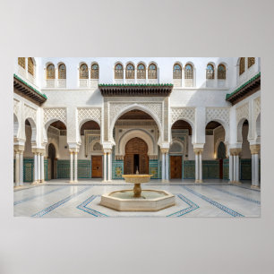 Poster Pátio do Palácio Marroquino com Fonte